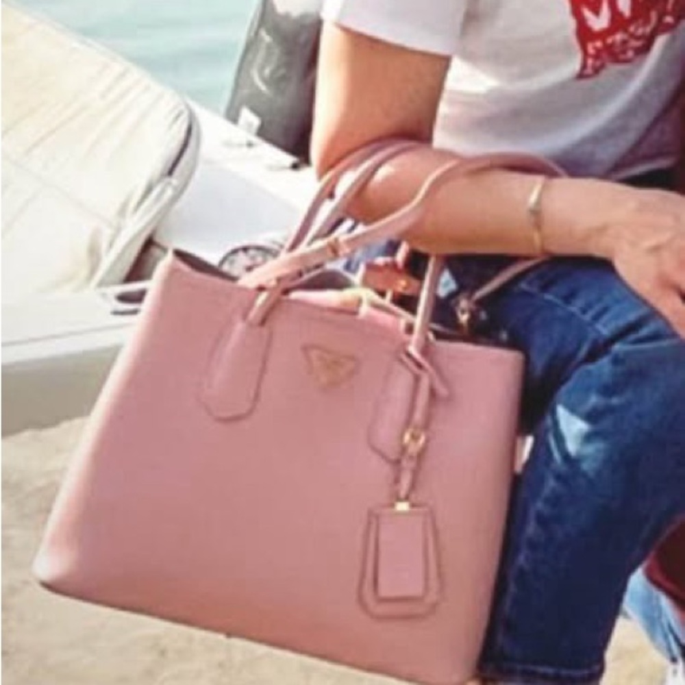 Prada Pink Leather Tote Bag